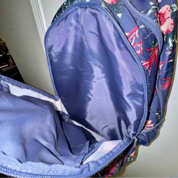 Roxy Shadow Swell Navy and Pink Floral Backpack - Picture 7 of 10